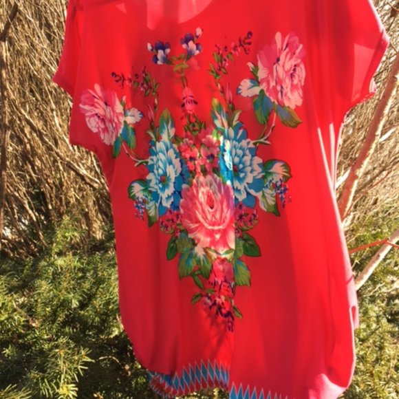 Stunning, Funky, Hot Pink, Artistic, Chinese designer top NWOT, on Steroids! L - Picture 5 of 5